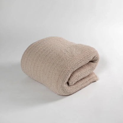 Blushing Beige Ribbed King Sized Bed Blanket
