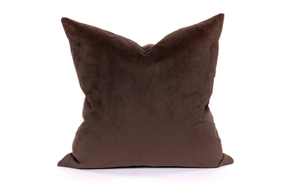 Housse de coussin en velours côtelé couleur chocolat