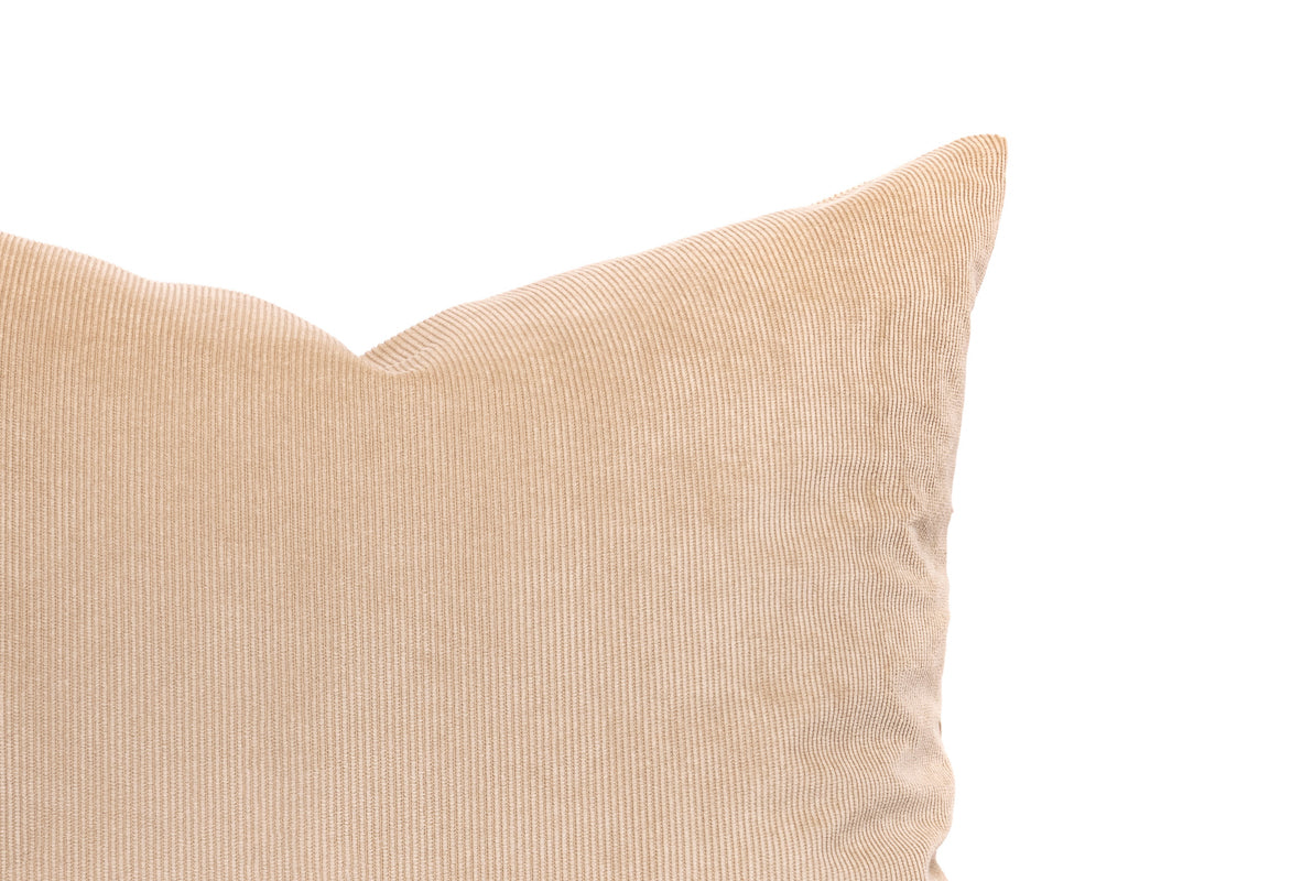 Housse de coussin en velours côtelé couleur camel