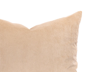 Housse de coussin en velours côtelé couleur camel