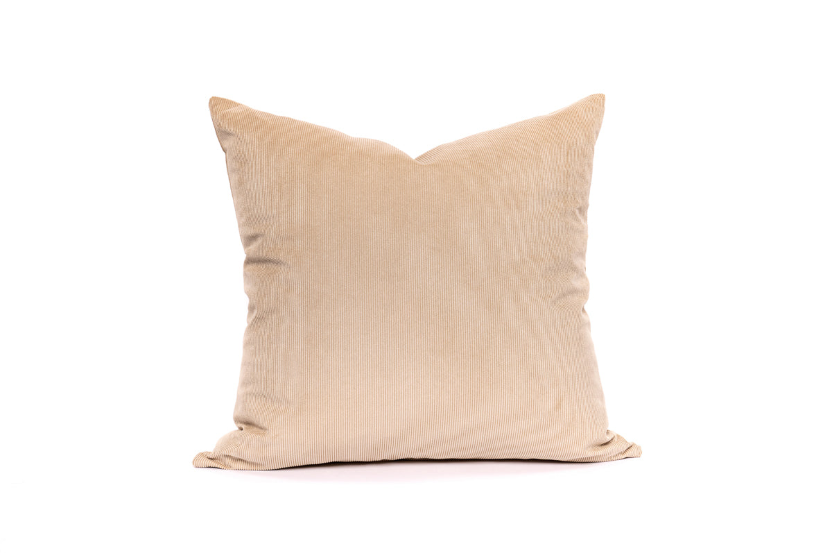 Housse de coussin en velours côtelé couleur camel