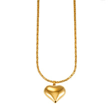 ABEL : Chaîne en câble ouvragée avec pendentif Cœur gonflé en or.