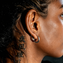ABIR Silver (White Gold): Subtle Twist Hoop Earrings