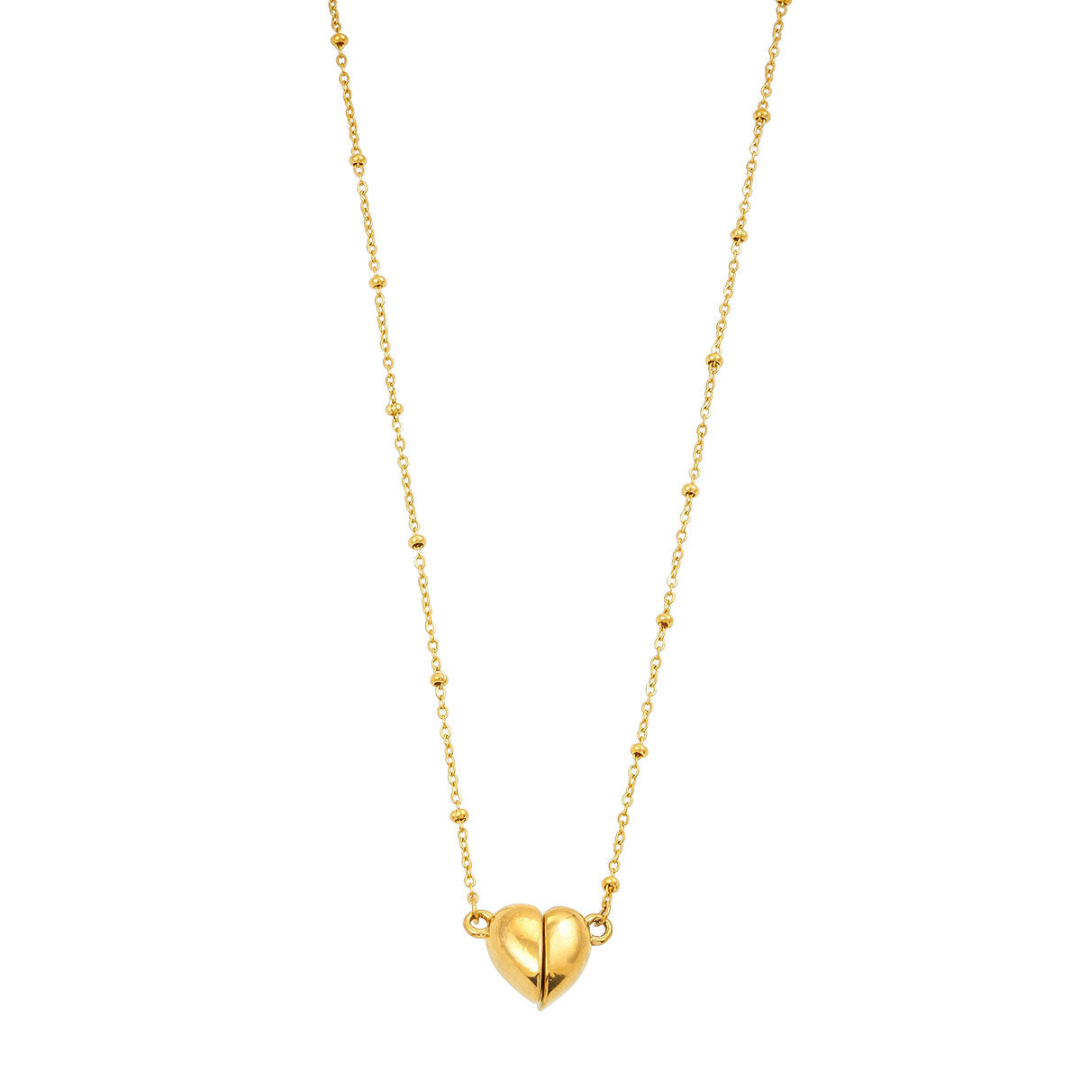 ABNA Gold : Collier de perles « Together Forever » – Mini pendentif aimanté cœur séparable