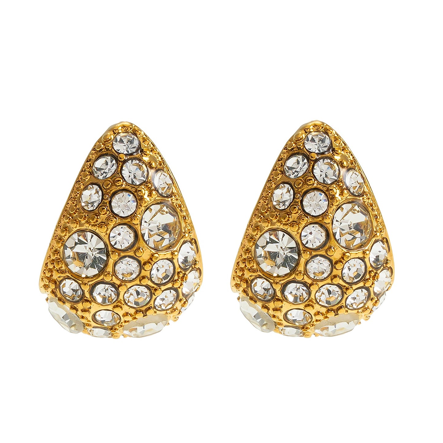 ADALAJ Gold : Boucles d'oreilles clous en pavé de zircone en forme de goutte - Affirmez votre confiance