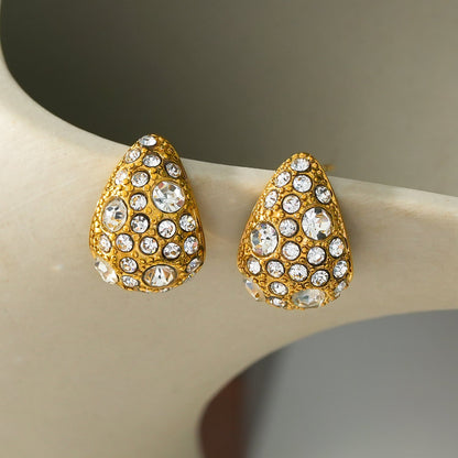 ADALAJ Gold : Boucles d'oreilles clous en pavé de zircone en forme de goutte - Affirmez votre confiance