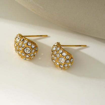 ADALAJ Gold : Boucles d'oreilles clous en pavé de zircone en forme de goutte - Affirmez votre confiance