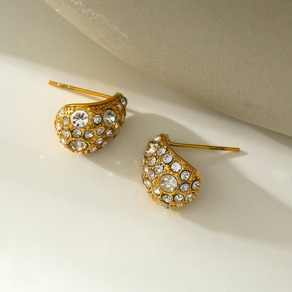 ADALAJ Gold : Boucles d'oreilles clous en pavé de zircone en forme de goutte - Affirmez votre confiance