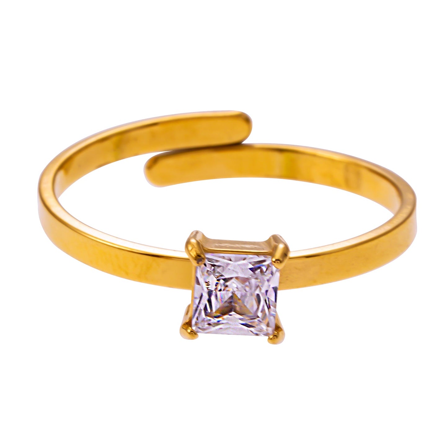 ADHIKA : Bague classique en or avec zircon cubique central