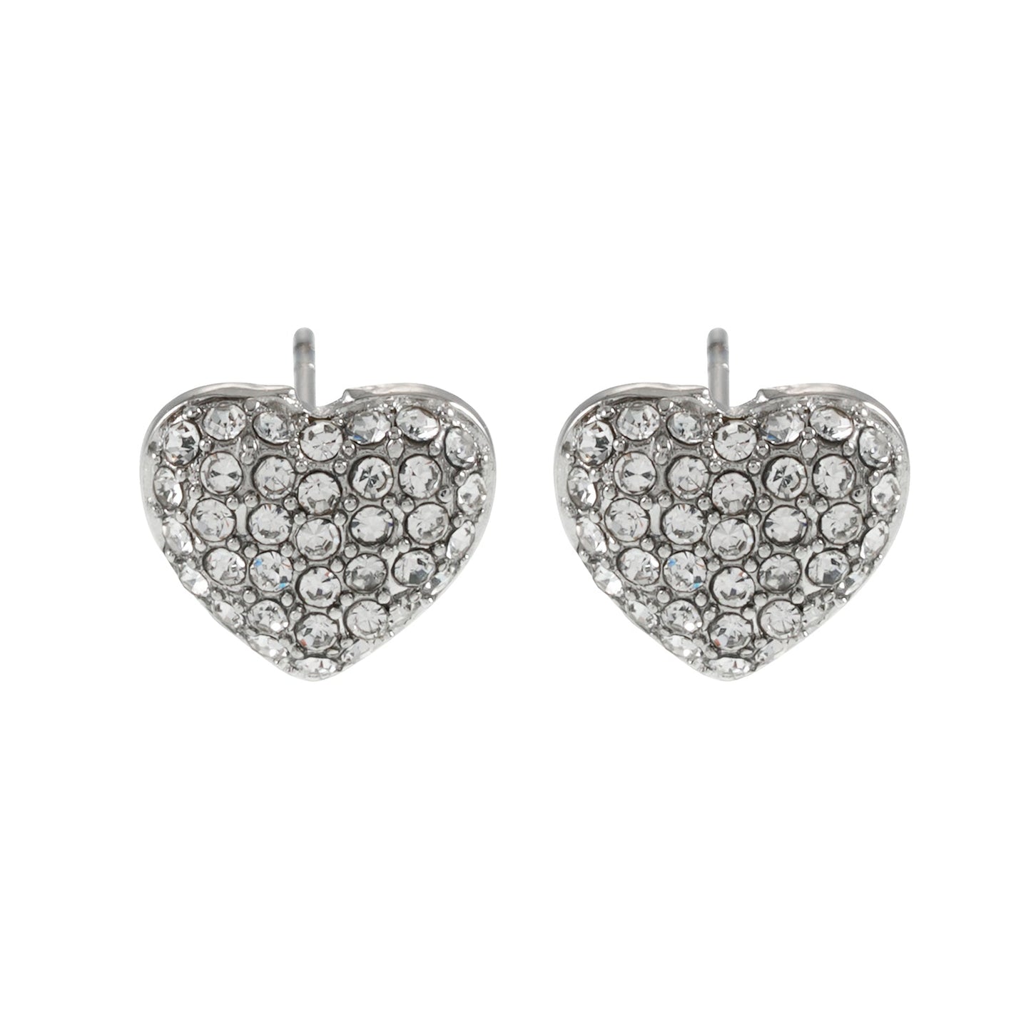 ADORE Or blanc (ton argenté) : Clous d'oreilles en forme de cœur sertis de zircons cubiques (CZ) - Déclaration d'amour