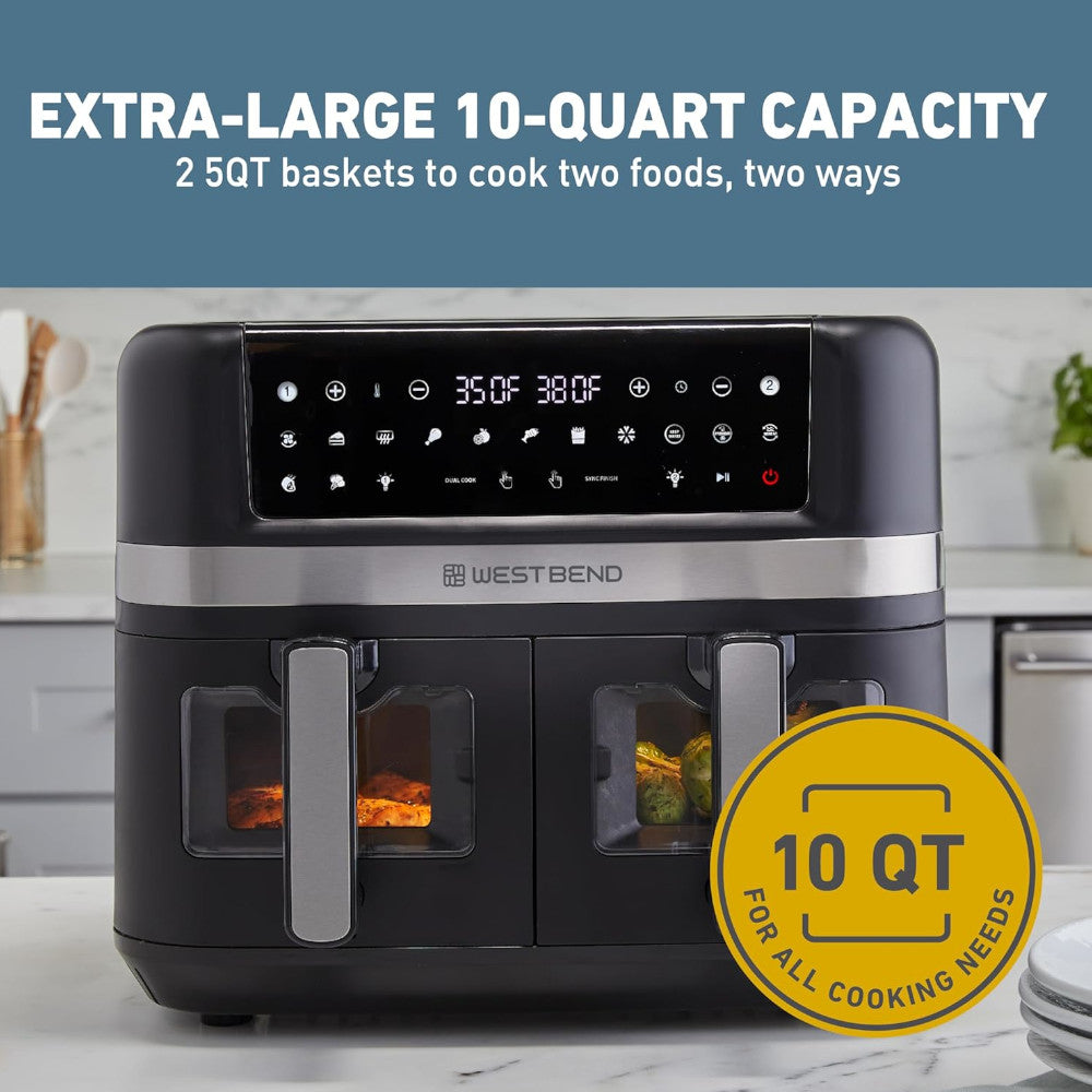 WEST BEND AFWB10BK13 Dual Basket 10QT Digital Air Fryer