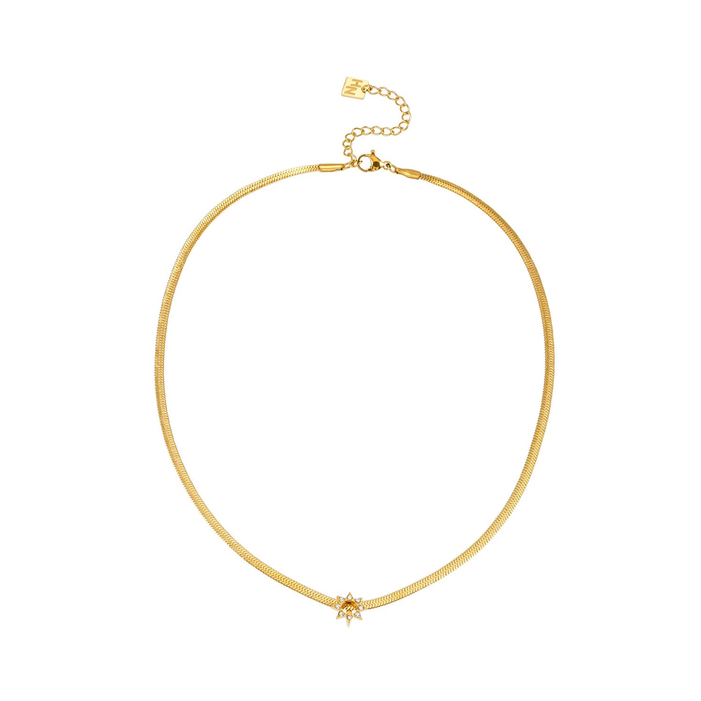 AGULHAS Or : Élégance Céleste - Collier Chaîne Peau de Serpent avec Pendentif Étoile Incrusté de Zirconium