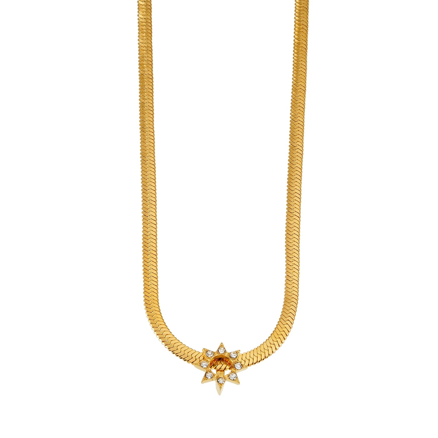 AGULHAS Or : Élégance Céleste - Collier Chaîne Peau de Serpent avec Pendentif Étoile Incrusté de Zirconium