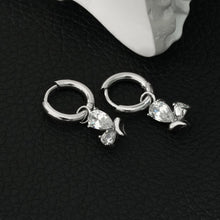 ALEXANDER White Gold (Silver Toned): Vintage Inspired Hoops with Abstract Zirconia Charms