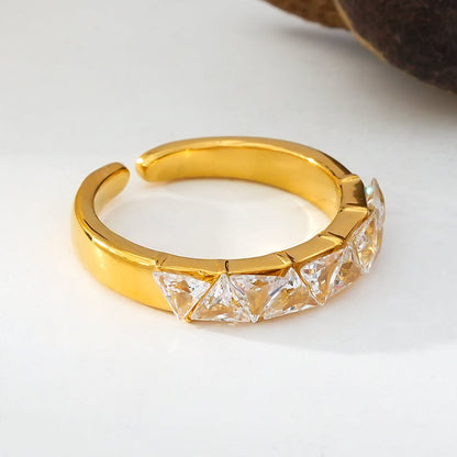 Bague rangée sertie de zircones - Style ALLY Or