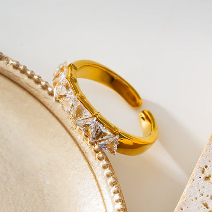 Bague rangée sertie de zircones - Style ALLY Or