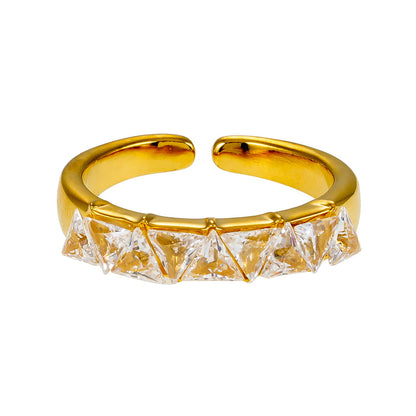 Bague rangée sertie de zircones - Style ALLY Or
