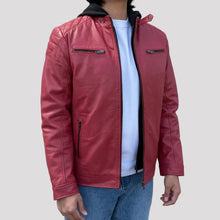 Blouson en cuir d'agneau Alvin pour homme BOL avec capuche amovible
