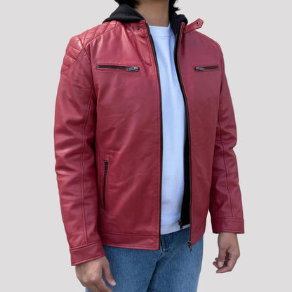 Blouson en cuir d'agneau Alvin pour homme BOL avec capuche amovible