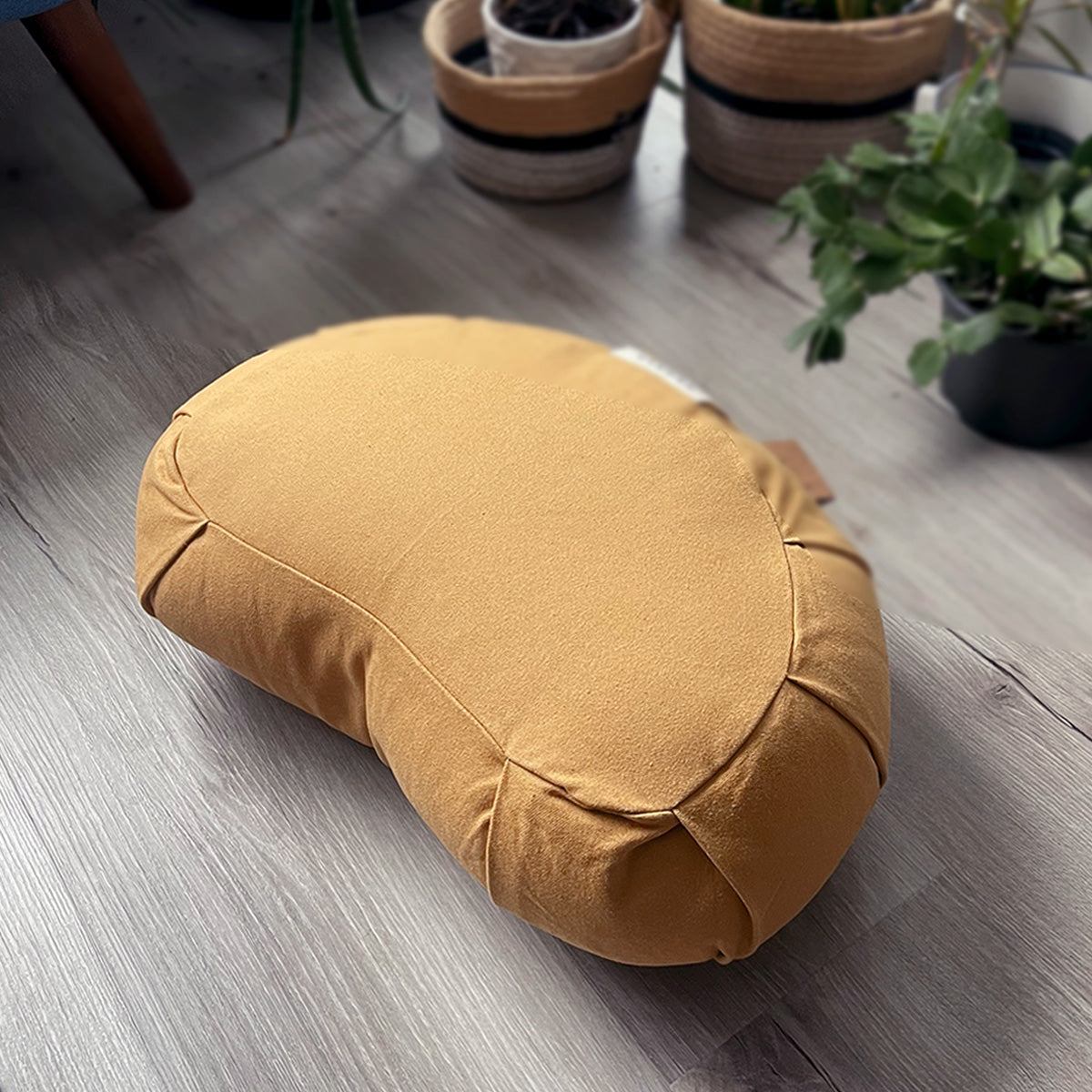 Coussin de méditation naturel en croissant de lune | Or ambre