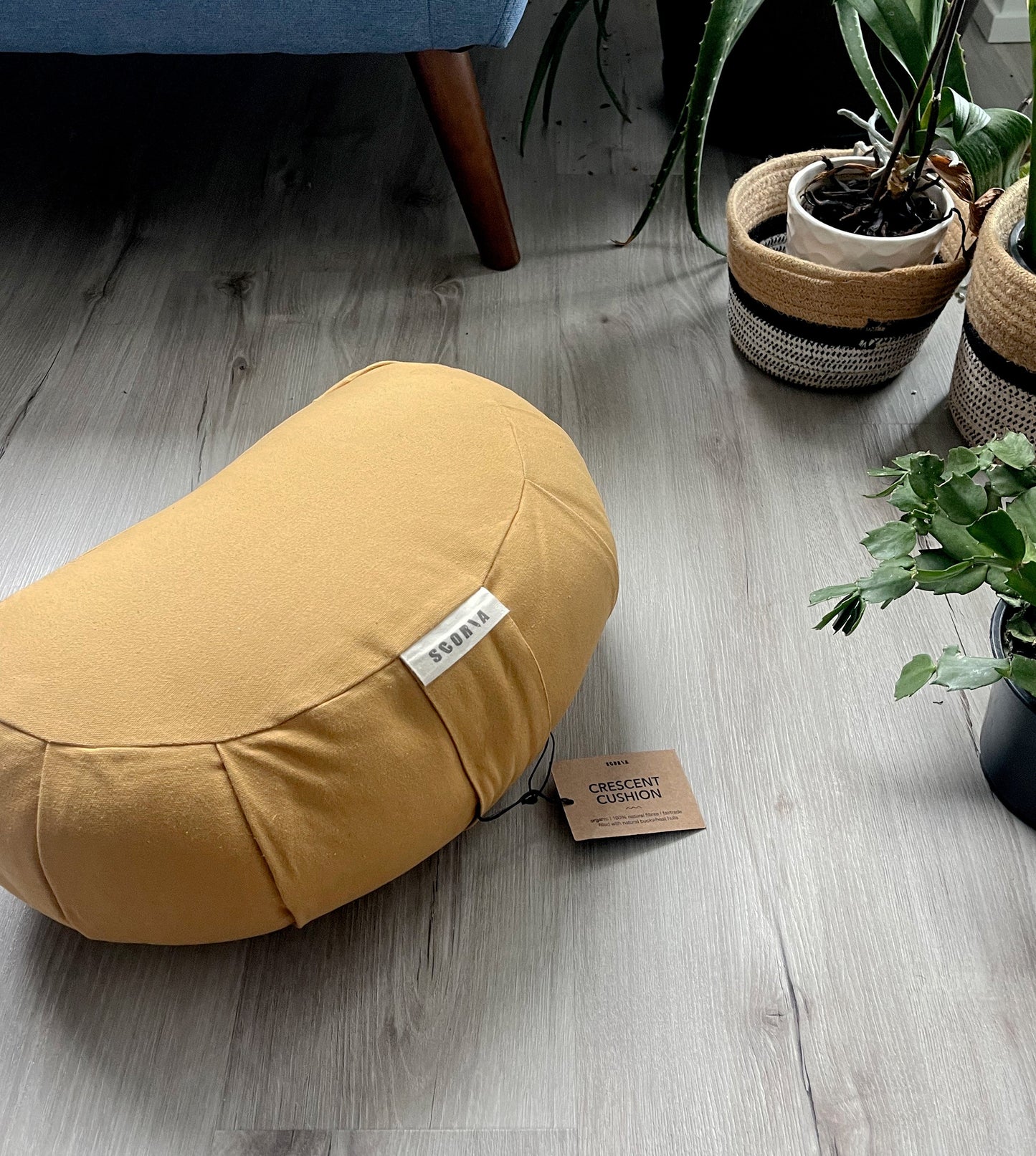 Coussin de méditation naturel en croissant de lune | Or ambre