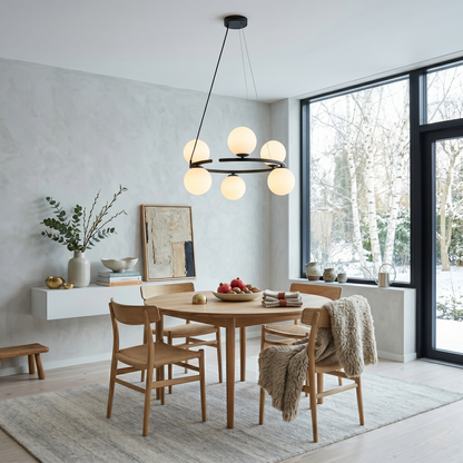 Lustre globe scandinave ANABELLE à 6 lumières pour salle à manger et intérieurs modernes