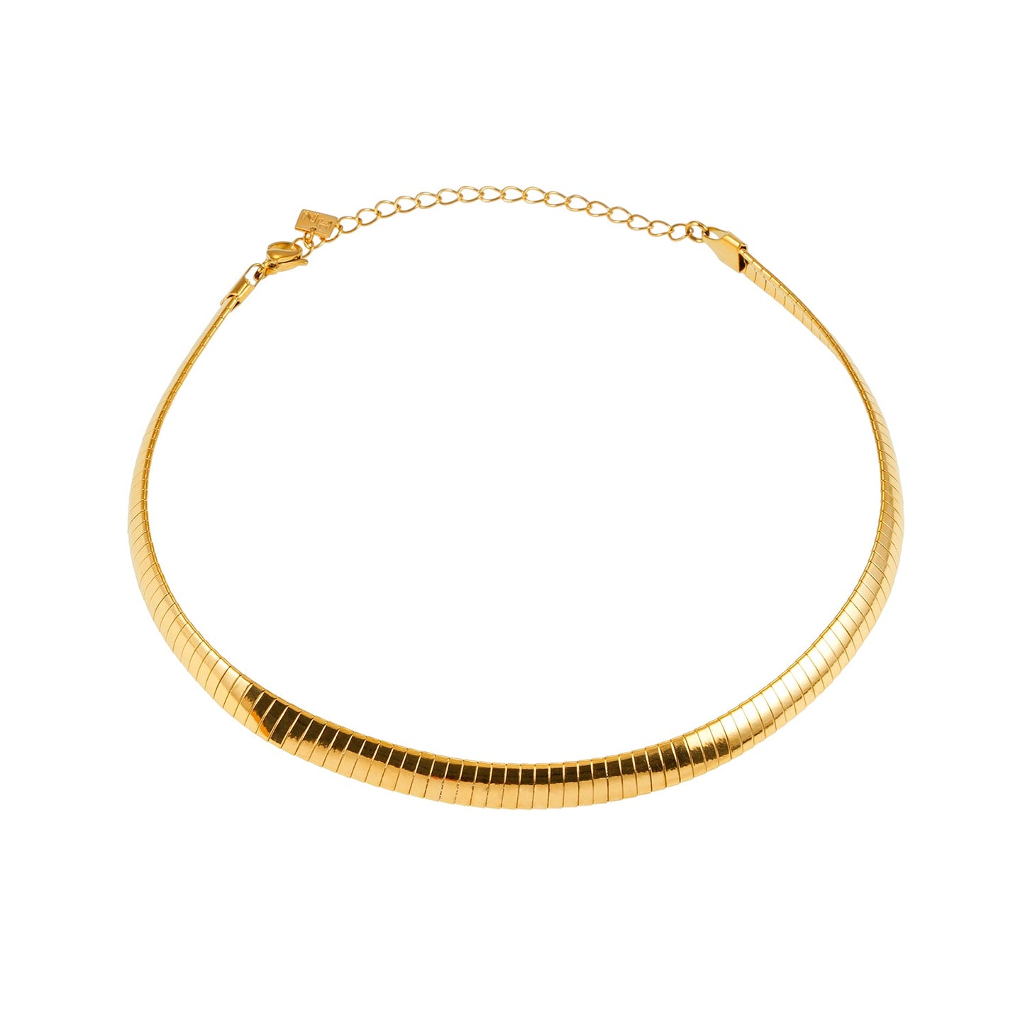 ANJILMA Gold : Collier ras du cou texturé minimaliste.