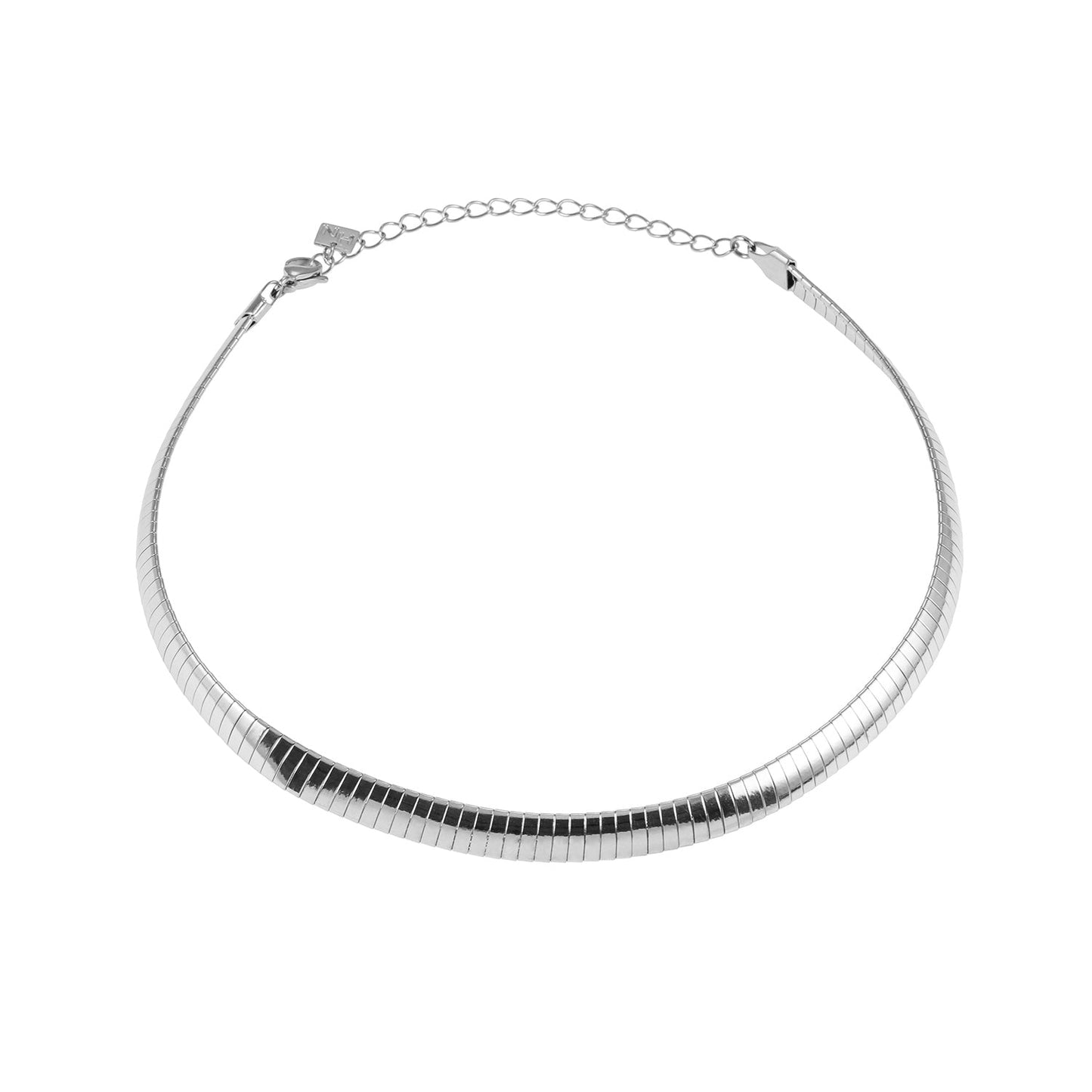 ANJILMA Argent Plaqué Or Blanc : Collier Ras du Cou Texturé Minimaliste.