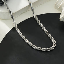 ARKLEY White Gold (Silver Toned): Chunky Rope Chain Textured Necklace.