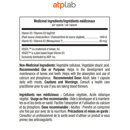 ATP Lab VITAMIN D3 + K2, 60 VCaps