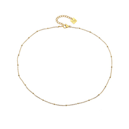 AVERY 16" Or: Collier chaîne dorée perlée, essentiel au quotidien