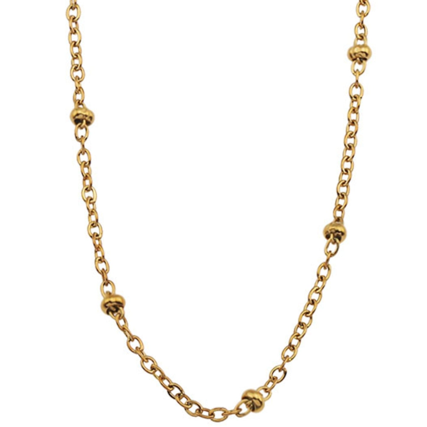 AVERY 16" Or: Collier chaîne dorée perlée, essentiel au quotidien