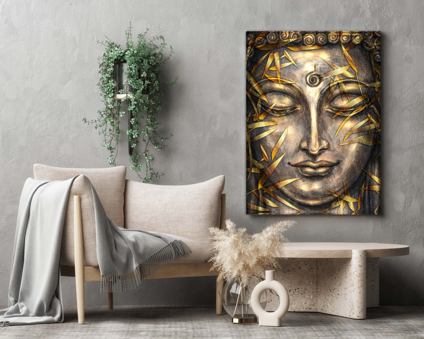 Décoration Murale - Toile Imprimée Bouddha Doré - Œuvre d'Art