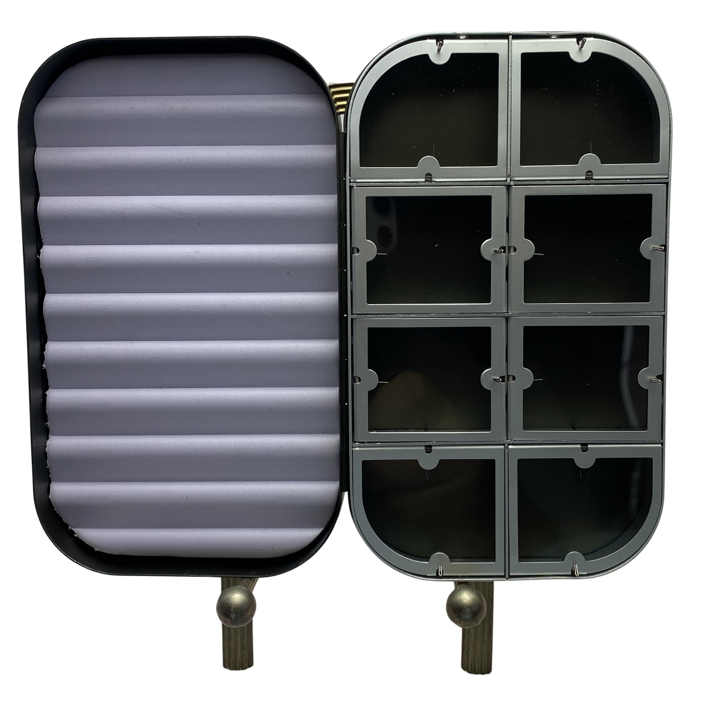 Boîtes à mouches en aluminium avec clips, fenêtres et mousse
