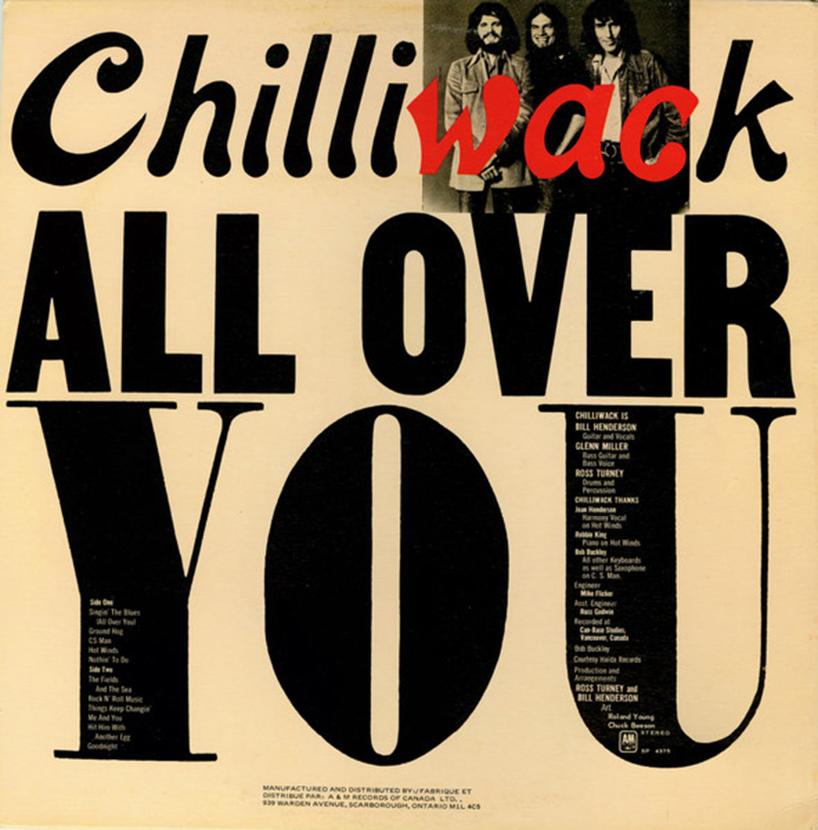 Chilliwack – All Over You - Original de 1974 - Bonne affaire !
