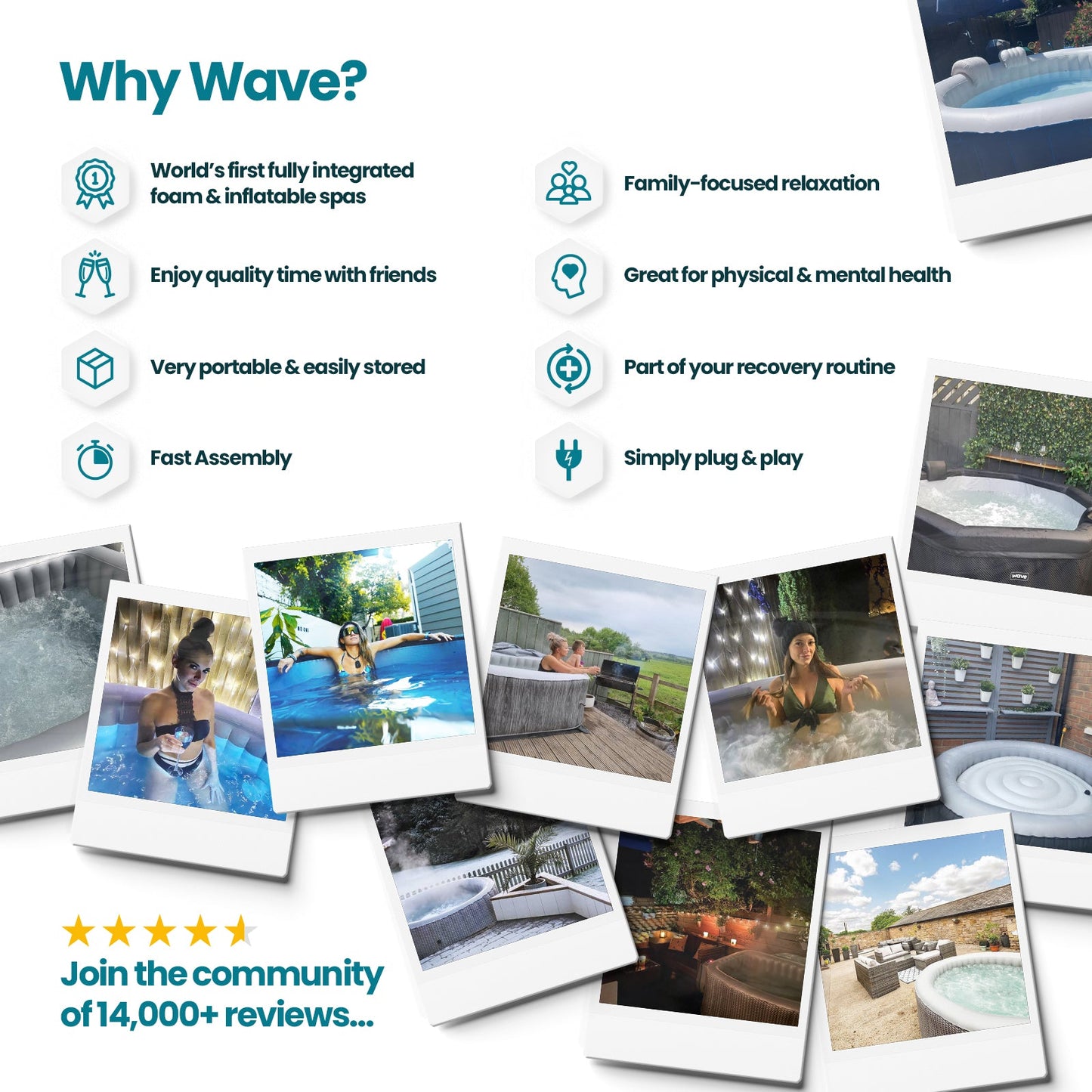 Wave | Como | Spa gonflable éco-mousse 6 places | Octogonal | Chauffage intégré
