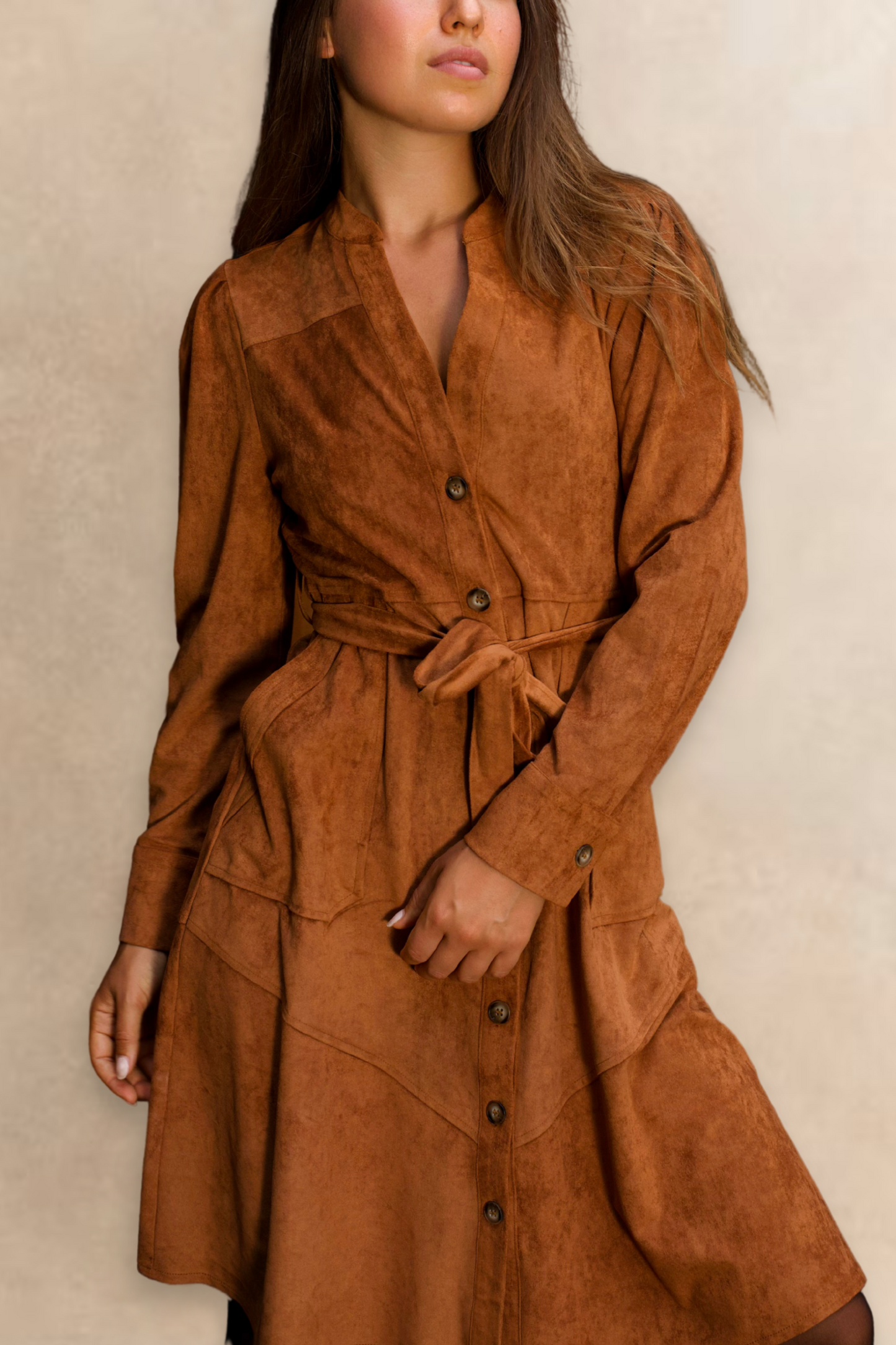 Robe chemise Anastasia en faux daim