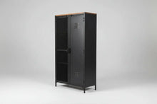 Industrial locker-style cabinet with mesh door