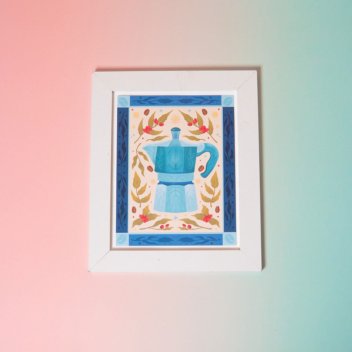 Impression d'art Café (Cafetière Moka) (17,78 cm x 22,86 cm)