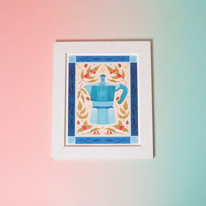 Impression d'art Café (Cafetière Moka) (17,78 cm x 22,86 cm)