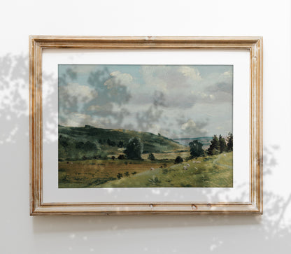 Impression d'art Paysage Vintage Champ Vert L0159