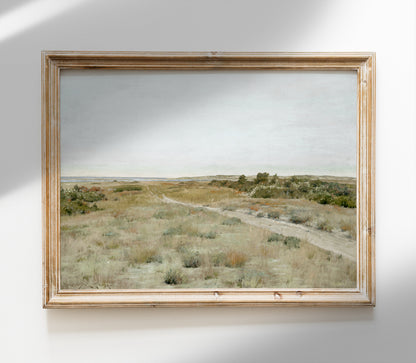 Impression d'art paysage pastel de champ de printemps vintage L0219