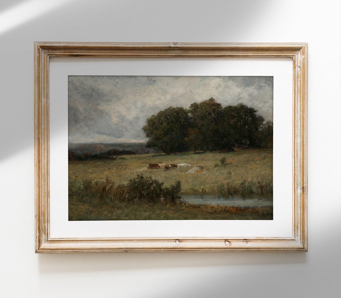 Estampe de paysage de champs agricoles vintage L0133