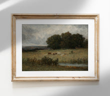 Estampe de paysage de champs agricoles vintage L0133