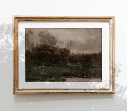 Impression d'art Paysage de champ vintage et mélancolique L0135