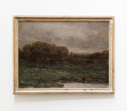 Impression d'art Paysage de champ vintage et mélancolique L0135
