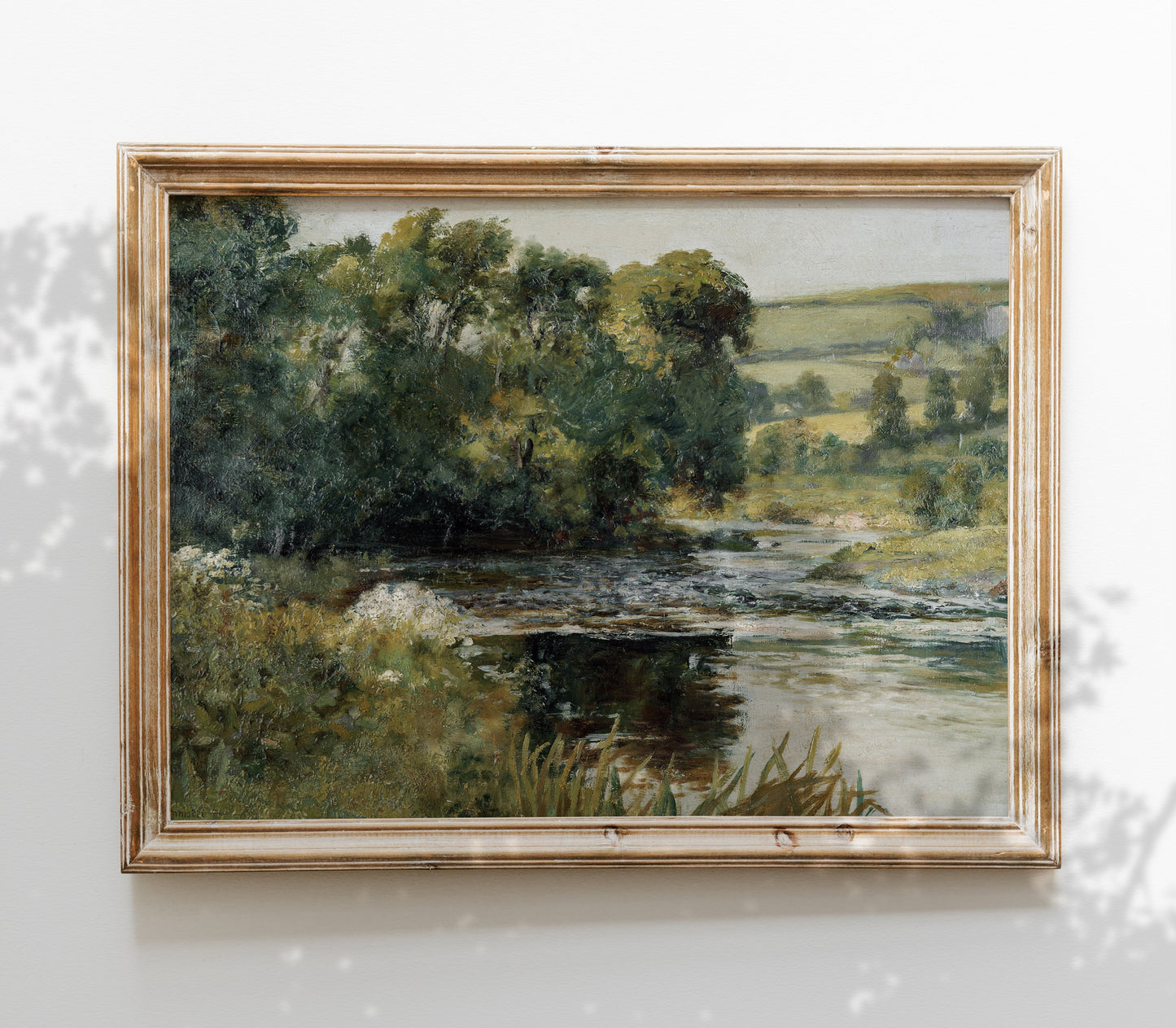 Estampe d'art vintage Paysage de ruisseau de prairie L0136