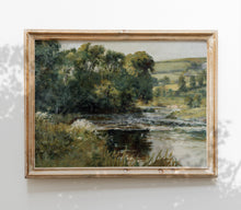 Estampe d'art vintage Paysage de ruisseau de prairie L0136