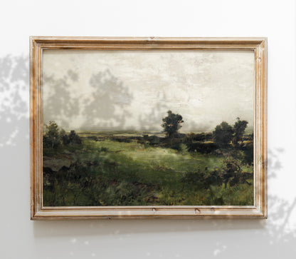 Impression d'art paysager vert sourd vintage L0157