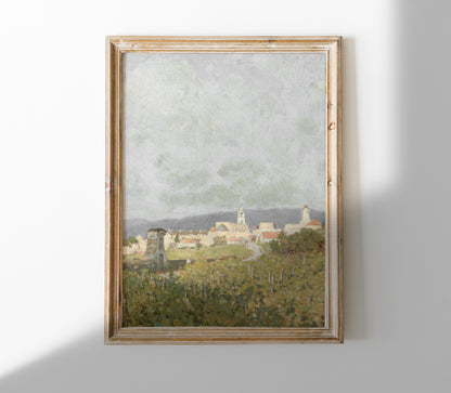 Estampe d'art vintage "Ville et Campagne" L195